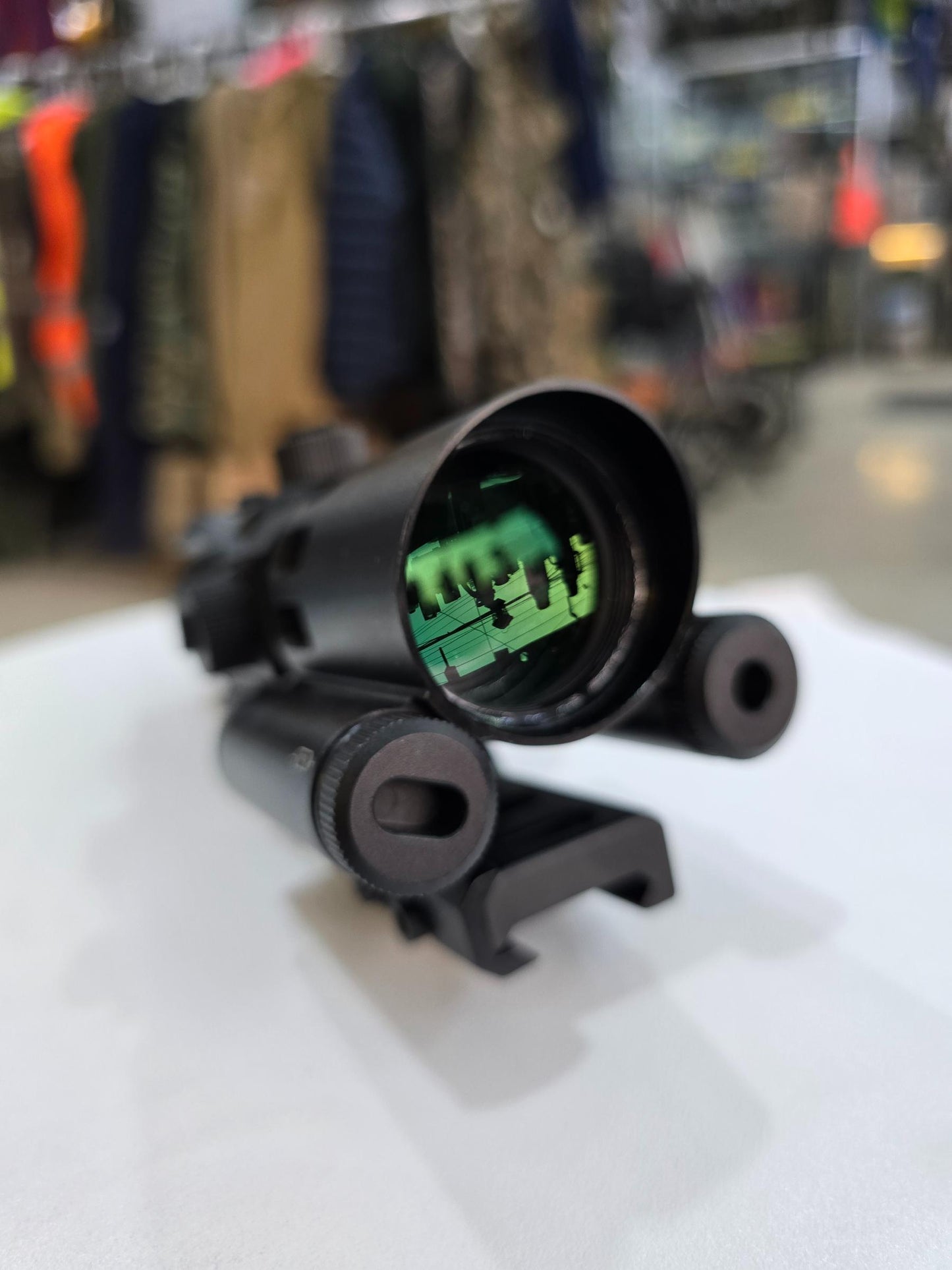 Compact Prism Scope | 4X32 Optics Rifle Scope with Red Laser 7 Brightness Levels Red