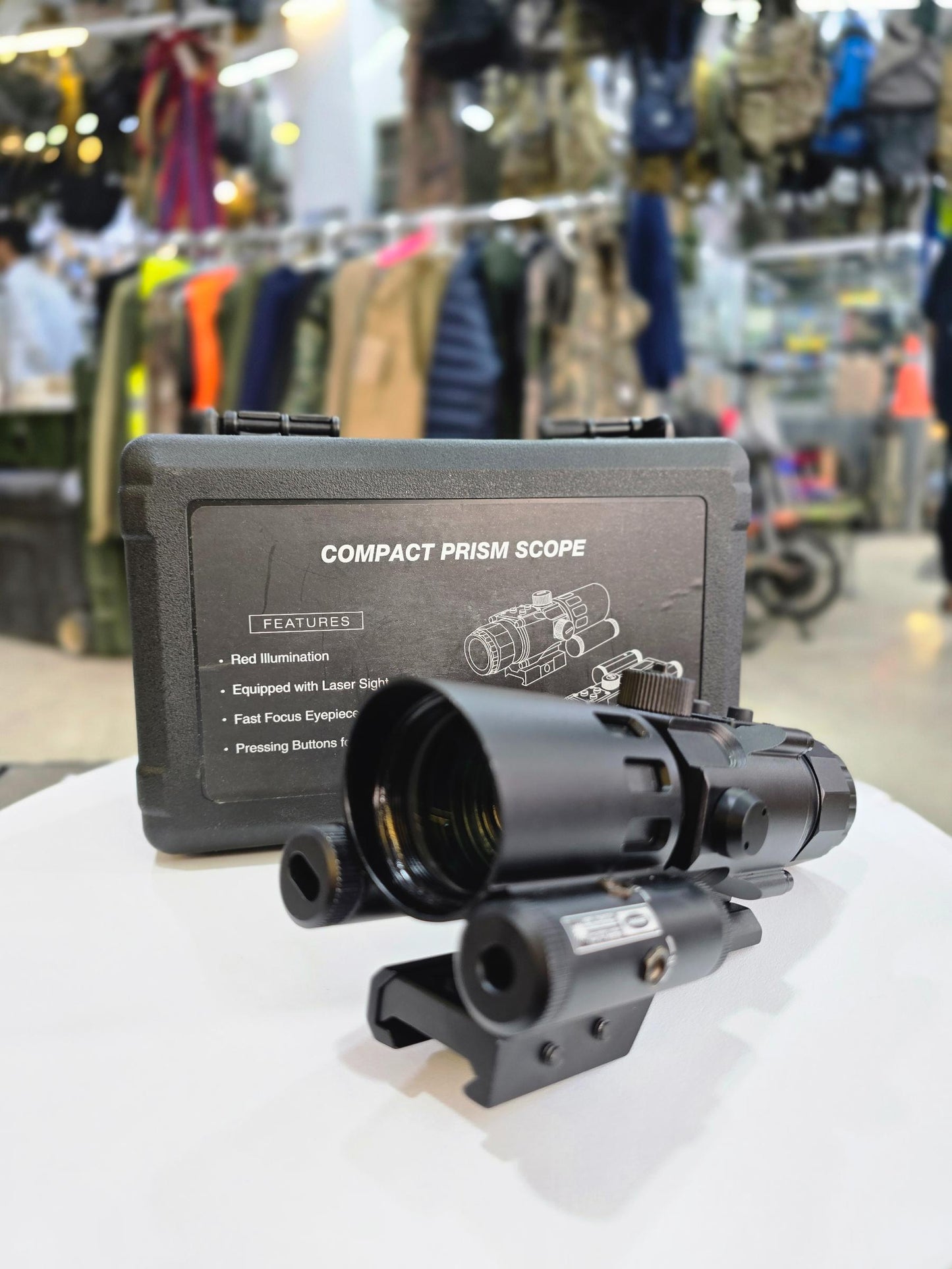 Compact Prism Scope | 4X32 Optics Rifle Scope with Red Laser 7 Brightness Levels Red