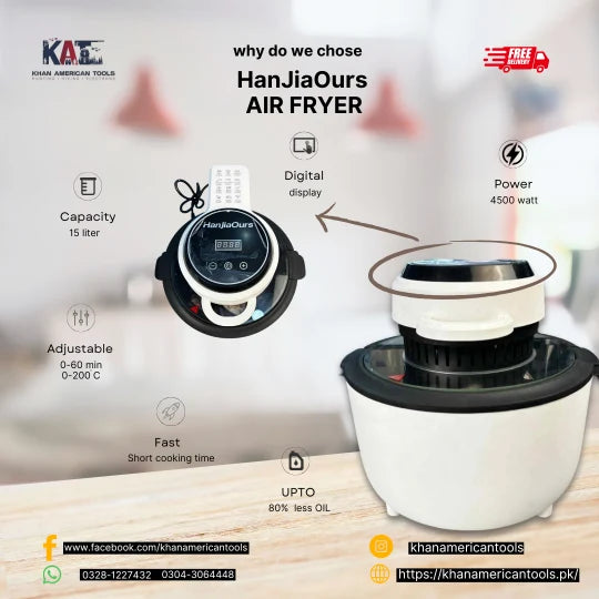 Hanjiaours Air fryer 4500W | Air Fryer With 15L Capacity - khan American Tools