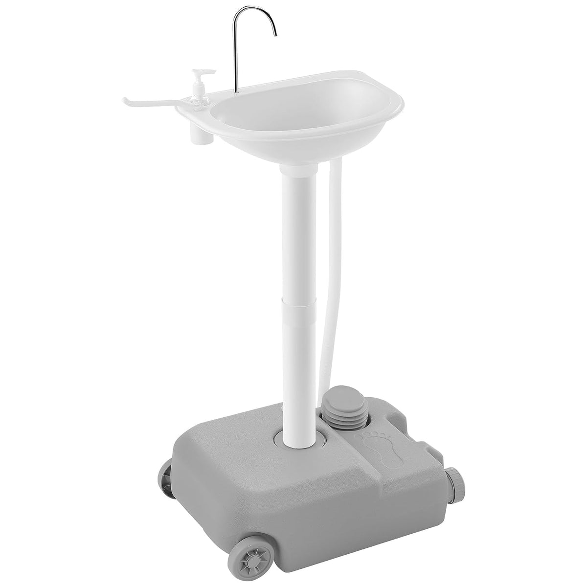 Portable Sink Camping Hand Washing Station, 20L Wash Basin Stand with Rolling Wheels, Soap Dispenser, Towel Holder, Handle for Garden, Outdoor, Travel, Boat, Gathering, Worksite