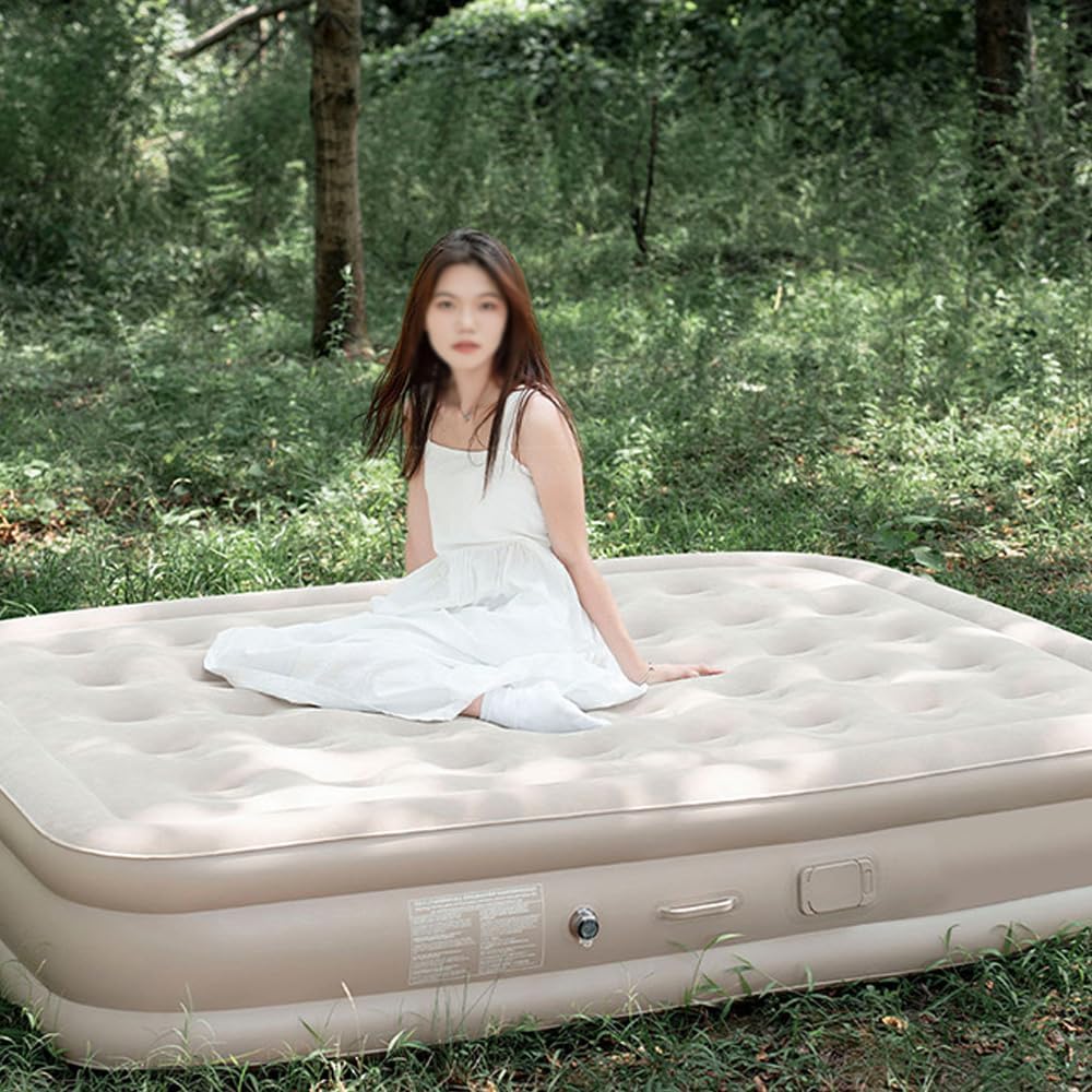 2 Person Air Mattress Inflatable Air Bed, 40cm Height Portable Waterproof Inflatable Mattress Built in Pump Durable PVC Inflatable Air Mattress Easy Inflation Deflation for Home