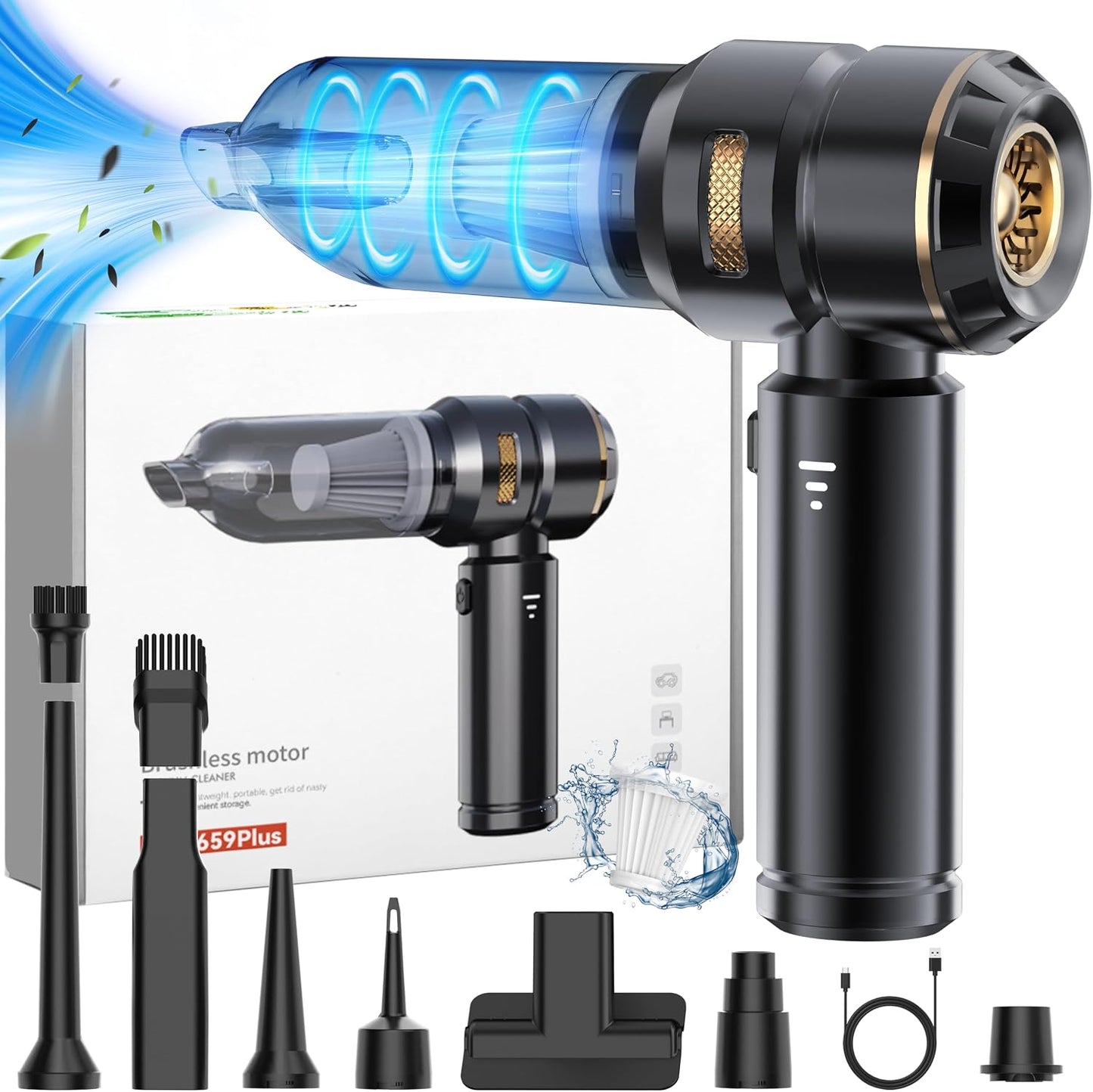 Handheld Vacuum Cleaner,22000 Pa Powerful Handheld Vacuum Cordless, Mini USB Rechargeable Car Vacuum Cleaner for Home Car Carpet Stairs Pet Hair Deep Cleaning