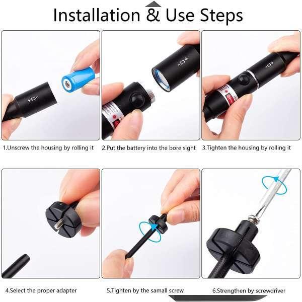 Laser Sight Bore Sight with Adapter & Battery | Laser Bore Sight For .170 to 12GA Caliber - khan American Tools