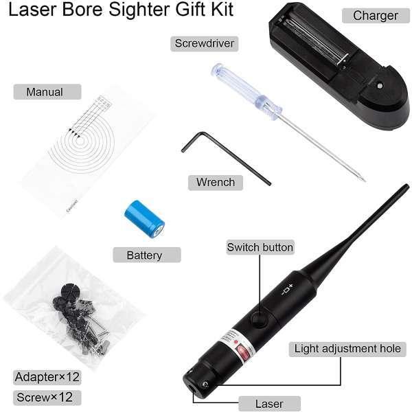 Laser Sight Bore Sight with Adapter & Battery | Laser Bore Sight For .170 to 12GA Caliber - khan American Tools