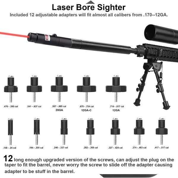 Laser Sight Bore Sight with Adapter & Battery | Laser Bore Sight For .170 to 12GA Caliber - khan American Tools
