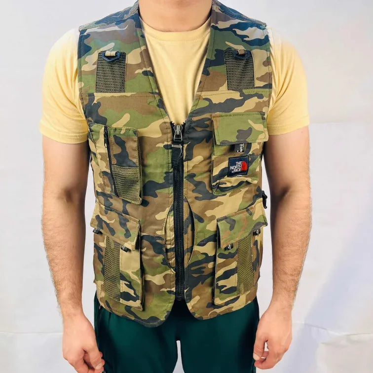 Men Utility Multi Pocket Jacket | Sleeveless Camouflage Jacket For Men