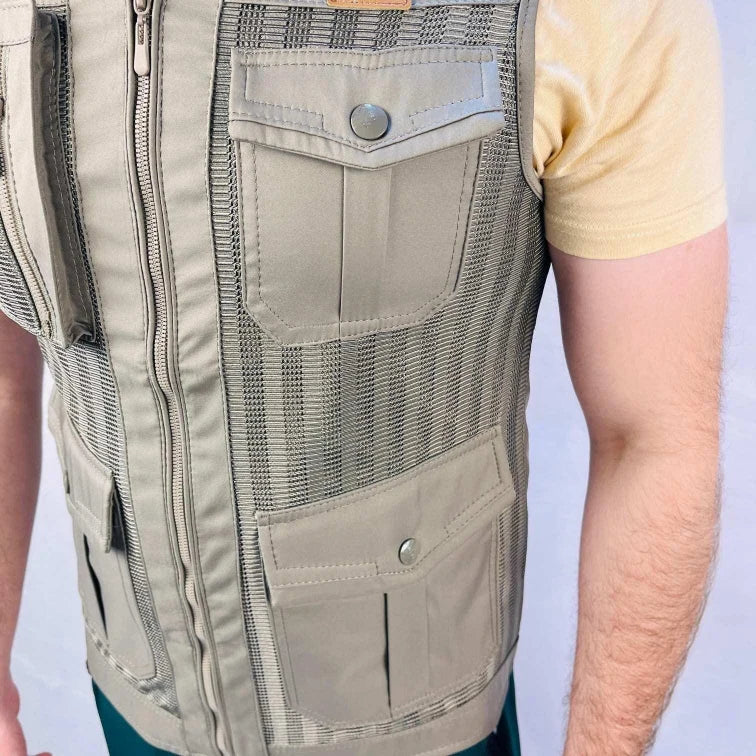 Outdoor Sleeveless Jacket | Multi Pocket Beige Jacket For Men - khan American Tools