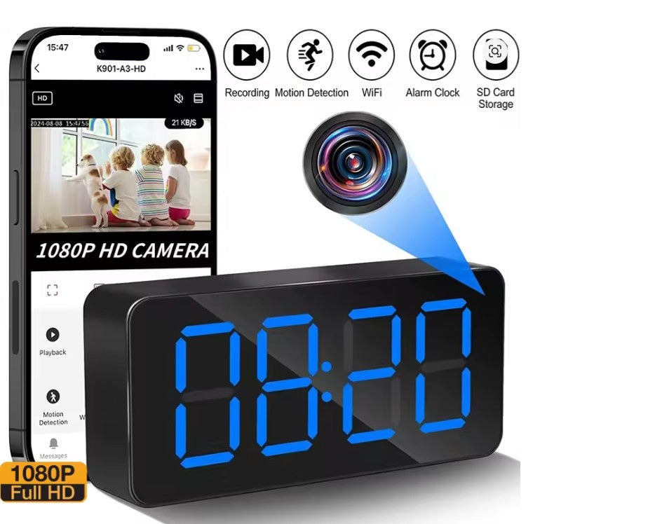 1080P HD Clock Camera Wireless WiFi Mini Camera for Home Indoor Security with Motion Detection Nanny Cam Support Remote Viewing