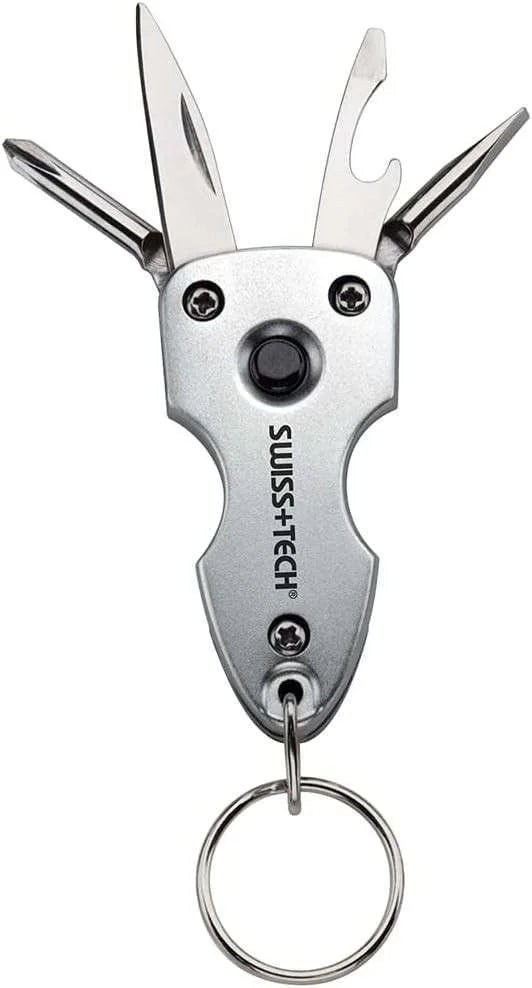 Swiss Tech Key Chain Multi-Tool | 7 in 1 Multi Tool Key Chain With LED Flashlight - khan American Tools