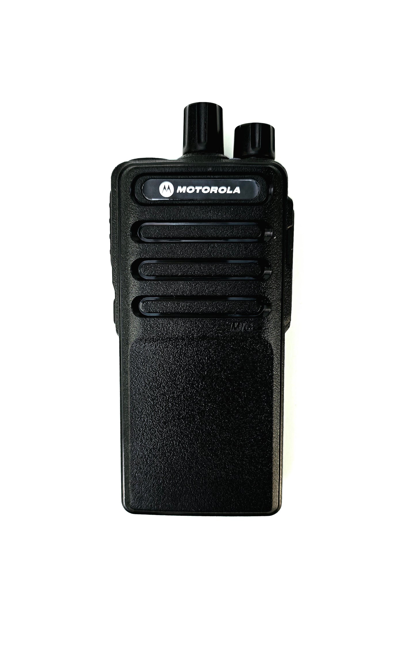 "Hand holding Motorola C5 walkie talkie during outdoor adventure trip