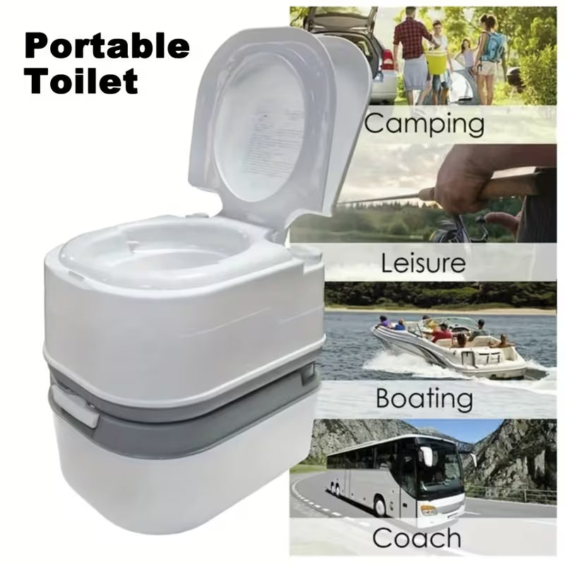 24 Liters Portable Camping Toilet Outdoor Flush Toilet Heavy Duty Locking Tank Removable Design with Lid Sewage Indicator Flush Nozzle Portable Travel Toilet Ideal for Hiking Trips And Boats Easy to Clean Compact Design for Rv'S Emergencies