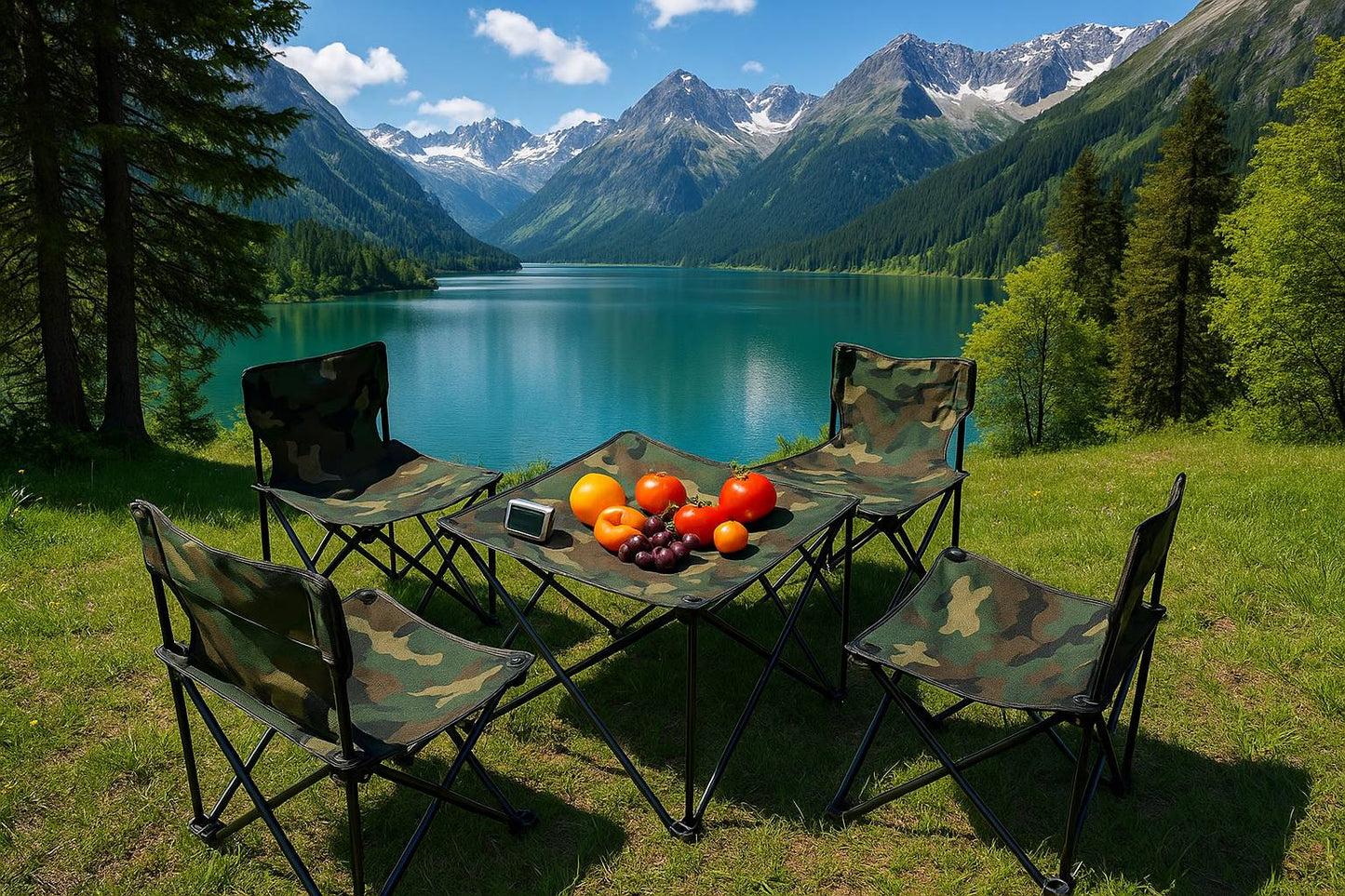 Outdoor Folding Table with 4 Chairs Set for Camping | Table Chair Set For Outdoor Adventure