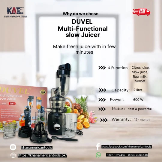 Duvel DL-7008C Slow Juicer | 4 in 1 Multifunctional Slow Juicer - khan American Tools