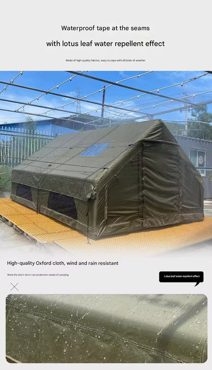 Air Inflatable Camping Tent with Hand Pump Easy Setup Outdoor Blow up Tent 16 Person Oxford 4 Season Glamping Air Tents Cabin House with Mesh Windows & Door