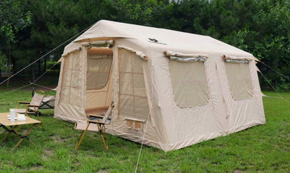 WILDBEAR.US Air Camp 16-person Large Family Camping Tent Quick-open Outdoor Thicken Water-resistant 420d Oxford Four Seasons Inflatable Cabin Tent Weight 22.5 KG