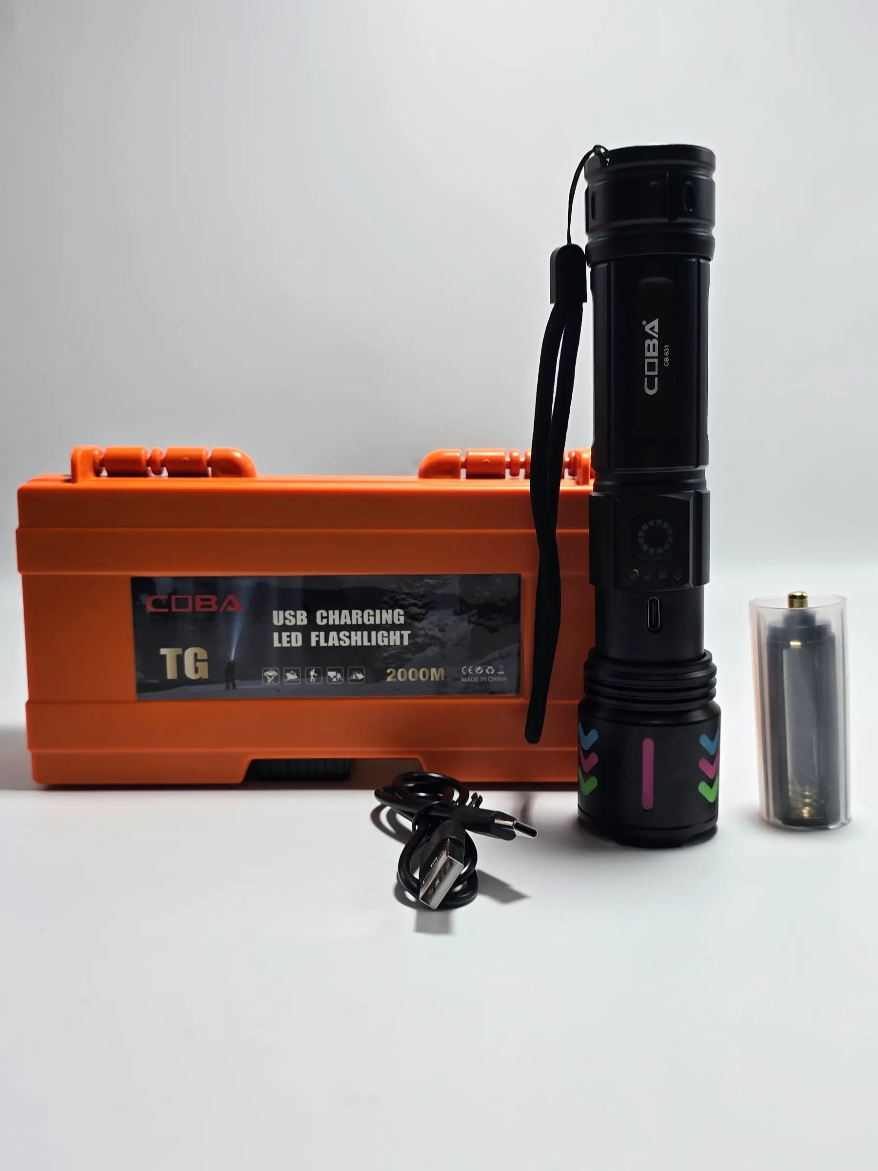 COBA LED Flashlight | Rechargeable Torch Light 2000M Range - khan American Tools