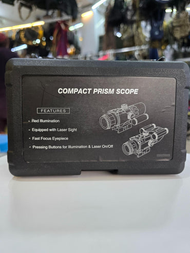 Compact Prism Scope | 4X32 Optics Rifle Scope with Red Laser 7 Brightness Levels Red