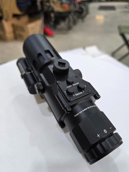 Compact Prism Scope | 4X32 Optics Rifle Scope with Red Laser 7 Brightness Levels Red