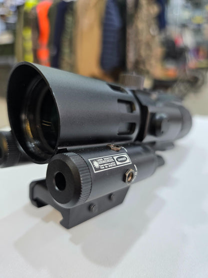 Compact Prism Scope | 4X32 Optics Rifle Scope with Red Laser 7 Brightness Levels Red