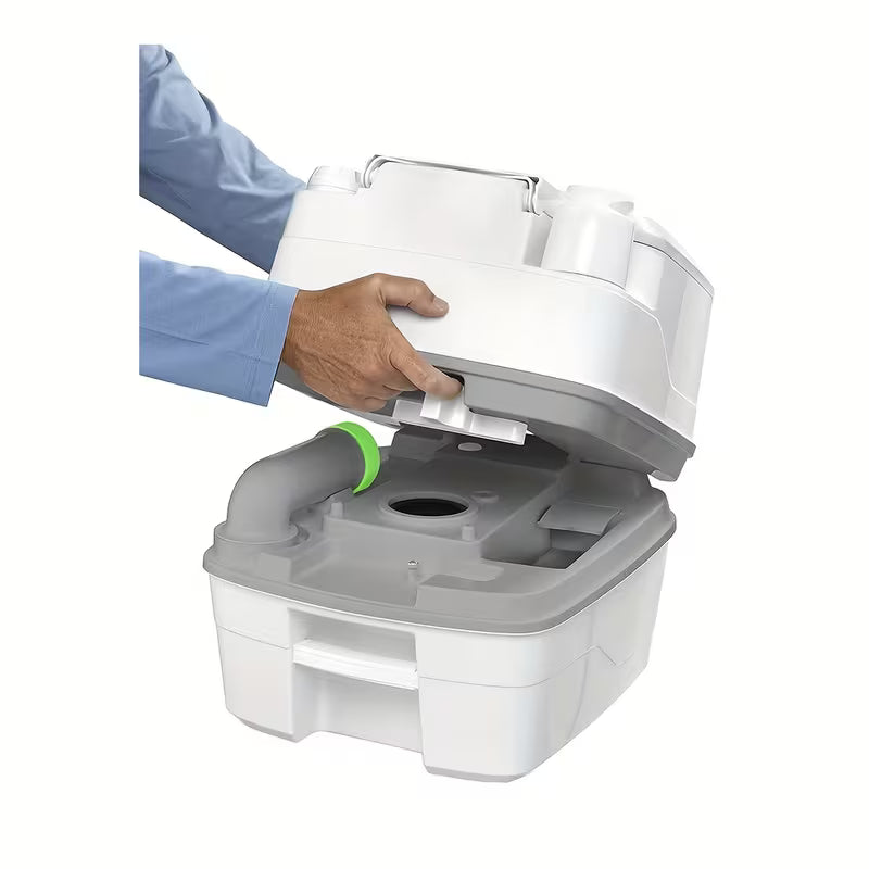 24 Liters Portable Camping Toilet Outdoor Flush Toilet Heavy Duty Locking Tank Removable Design with Lid Sewage Indicator Flush Nozzle Portable Travel Toilet Ideal for Hiking Trips And Boats Easy to Clean Compact Design for Rv'S Emergencies