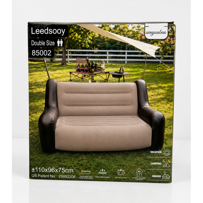 Leedsooy Double Size Inflatable Sofa with Manual Pump | Portable 2-Seater Air Sofa