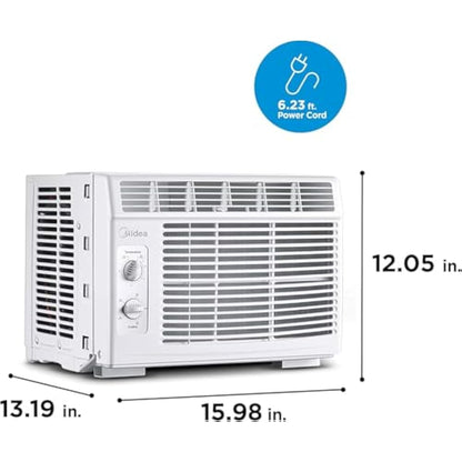 Midea 5,000 BTU EasyCool Small Window Air Conditioner - Cool Up To 150 Sq. Ft. With Easy-to-Use Mechanical Controls And Reusable Filter, Perfect For Small Bedroom, Living Room, Home Office
