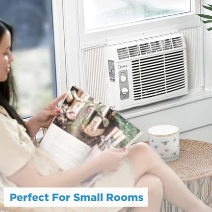 Midea 5,000 BTU EasyCool Small Window Air Conditioner - Cool Up To 150 Sq. Ft. With Easy-to-Use Mechanical Controls And Reusable Filter, Perfect For Small Bedroom, Living Room, Home Office