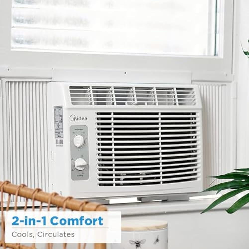 Midea 5,000 BTU EasyCool Small Window Air Conditioner - Cool Up To 150 Sq. Ft. With Easy-to-Use Mechanical Controls And Reusable Filter, Perfect For Small Bedroom, Living Room, Home Office