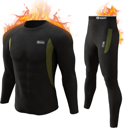 5.11 Men’s Thermal Underwear Set, Compression Base Layer Sports Long Johns Fleece Lined Winter Gear Running Skiing