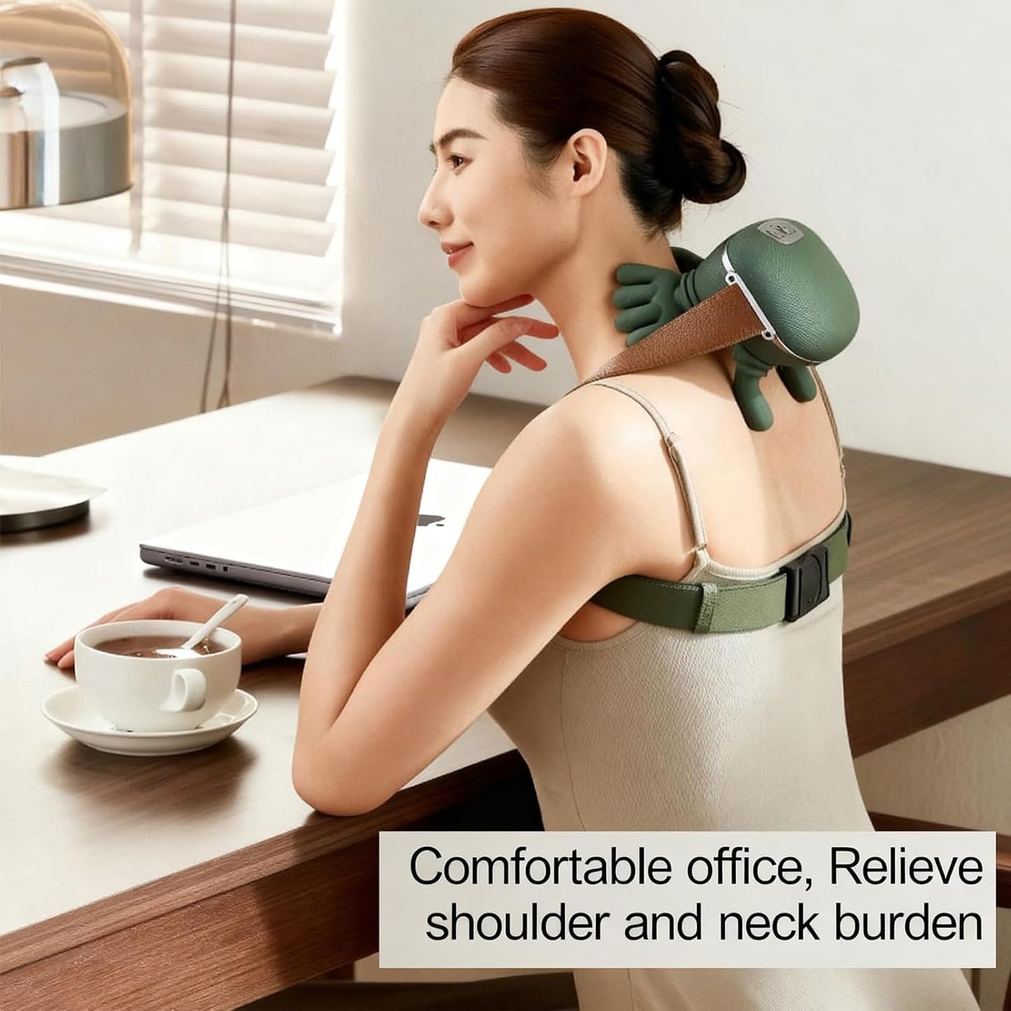 Neck Massager with Heat Deep Tissue Relax Device | Rechargeable Neck and Back Massager with 2 Mode Heat for Home Travel Break After Exercise Daily Routine Bedtime Study