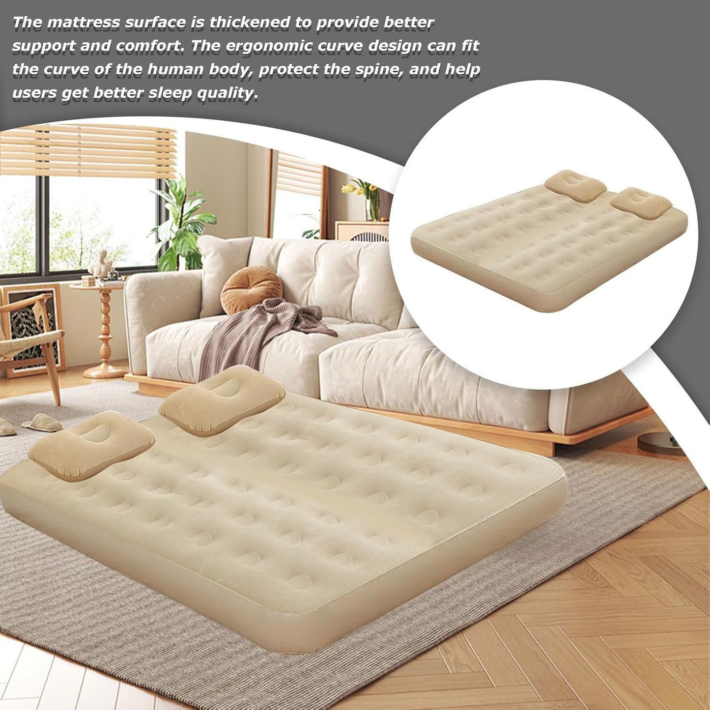 Twin Air Mattress, Camping Inflatable Bed, Built-in Pump, Automatic Self-Inflating, Portable Folding Sleeping Pad, Waterproof Design, Lightweight Travel-Friendly, Ideal for Hiking