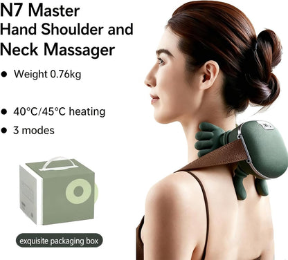 Neck Massager with Heat Deep Tissue Relax Device | Rechargeable Neck and Back Massager with 2 Mode Heat for Home Travel Break After Exercise Daily Routine Bedtime Study