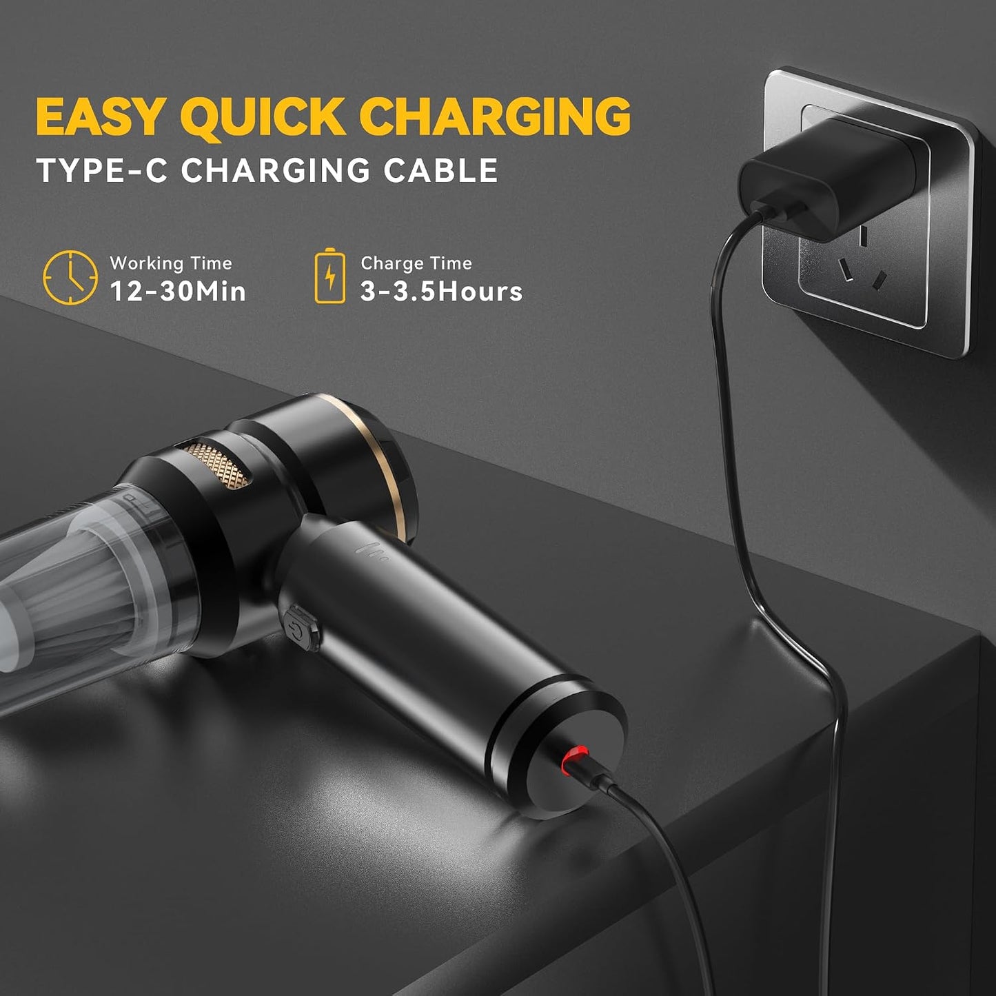 Handheld Vacuum Cleaner,22000 Pa Powerful Handheld Vacuum Cordless, Mini USB Rechargeable Car Vacuum Cleaner for Home Car Carpet Stairs Pet Hair Deep Cleaning