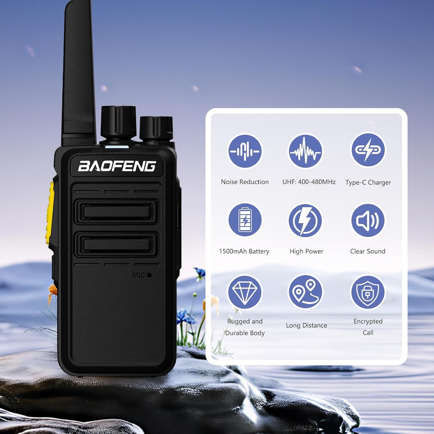 BAOFENG Radio BD-V21A 2pcs Mini Two Way Radios Encrypted Call 16 Channels Noise Reduction Walkie Talkie VOX UHF Single Band with Speaker Mic