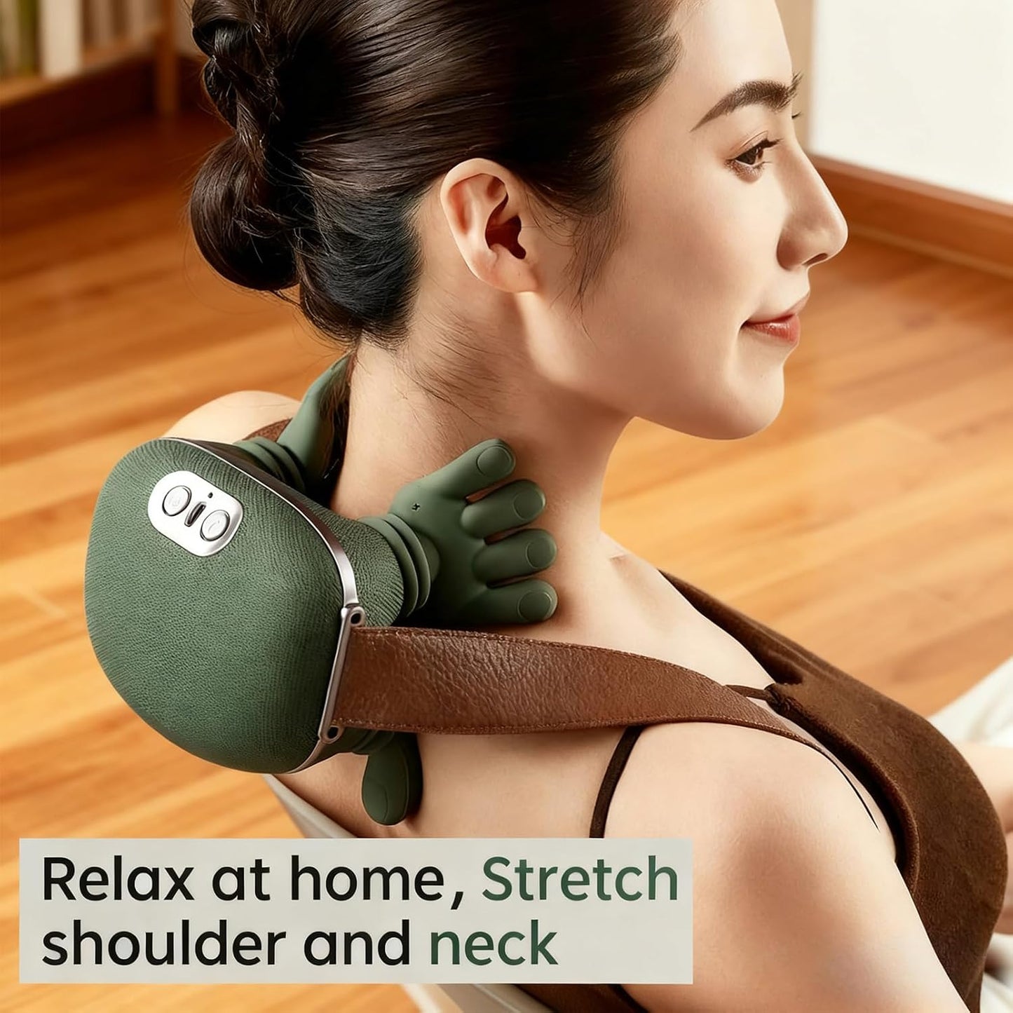 Neck Massager with Heat Deep Tissue Relax Device | Rechargeable Neck and Back Massager with 2 Mode Heat for Home Travel Break After Exercise Daily Routine Bedtime Study