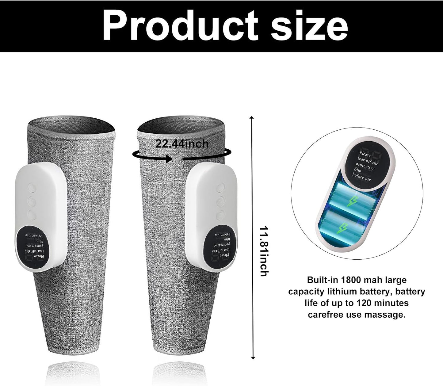 Cordless Leg Massager, Calf Massager, Rechargeable Ankle Wraps Air Compression Massager, 3 Modes and 3 Intensities, Relieve Leg Muscle Pain, Promote Blood Circulation