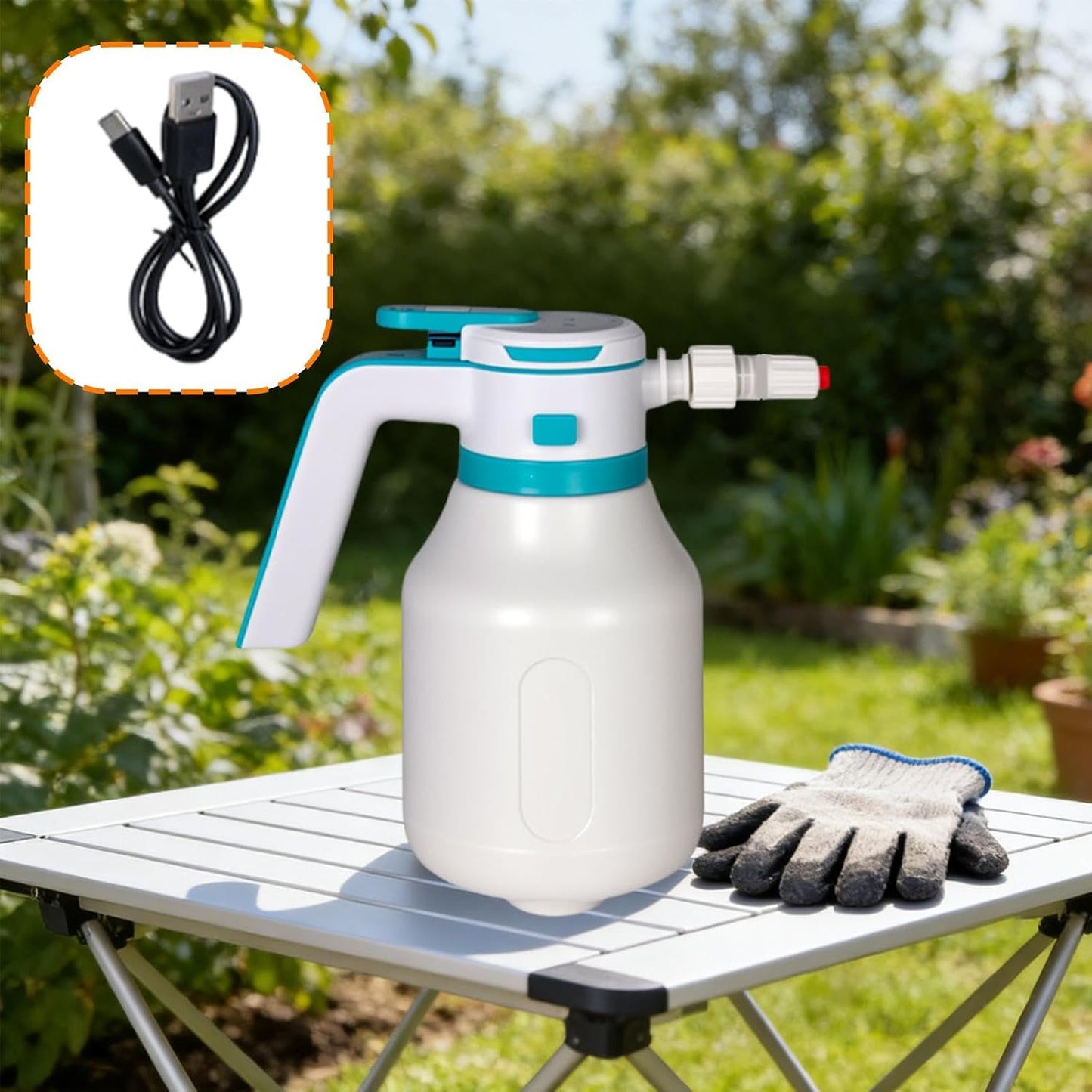 Electric Foam Sprayer with -handed, Visible Battery, Stable Spray Head, Powerful Cleaning Action for And Spraying, Beige