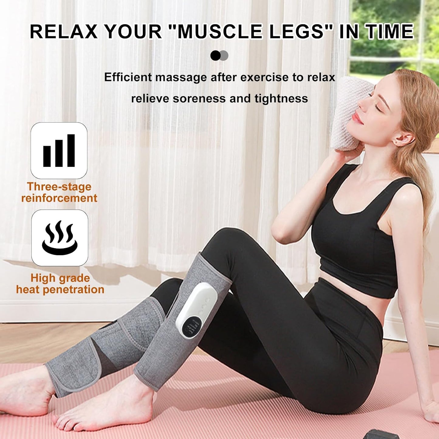 Cordless Leg Massager, Calf Massager, Rechargeable Ankle Wraps Air Compression Massager, 3 Modes and 3 Intensities, Relieve Leg Muscle Pain, Promote Blood Circulation