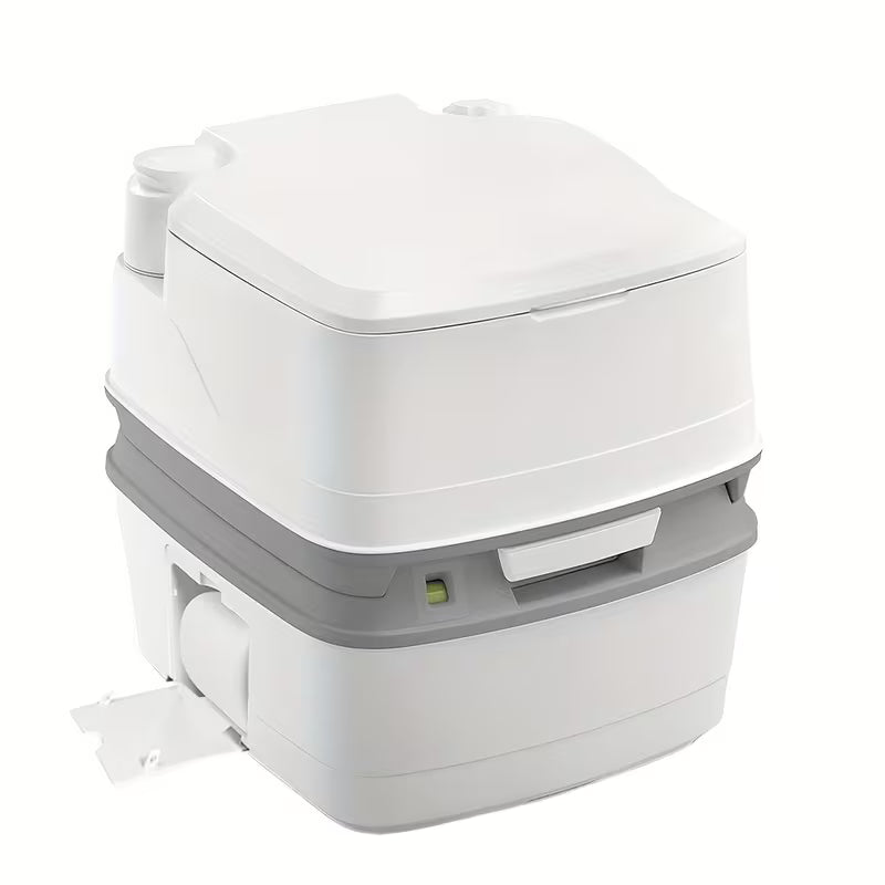 24 Liters Portable Camping Toilet Outdoor Flush Toilet Heavy Duty Locking Tank Removable Design with Lid Sewage Indicator Flush Nozzle Portable Travel Toilet Ideal for Hiking Trips And Boats Easy to Clean Compact Design for Rv'S Emergencies