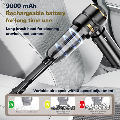 4-in-1 handheld vacuum cleaner, 9000mAH,USB Rechargeable, 21,000Pa Ultra Suction Power for Quickly Cleaning Car Interiors, Household Crevices