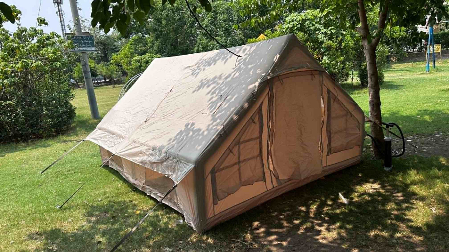 Portable Inflatable Air Tent for Camping Large Blow Up Tent 14-16 Person House 4 Season Air with Pump Easy Set up Waterproof Outdoor Oxford - khan American Tools