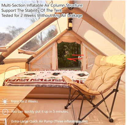 Portable Inflatable Air Tent for Camping Large Blow Up Tent 14-16 Person House 4 Season Air with Pump Easy Set up Waterproof Outdoor Oxford - khan American Tools