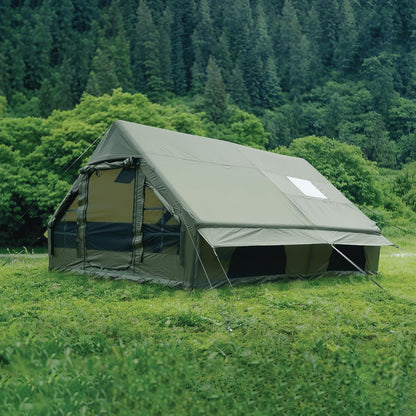 WILDBEAR.US Inflatable Camping Tent 16 Person with Air Pump, Military Grade Quaility Waterproof Air Tent with Carry Bag, Tear Resistant Tent, Easy Setup Oxford Blow Up tent, Windproof Glamping House for Camping, Outdoor