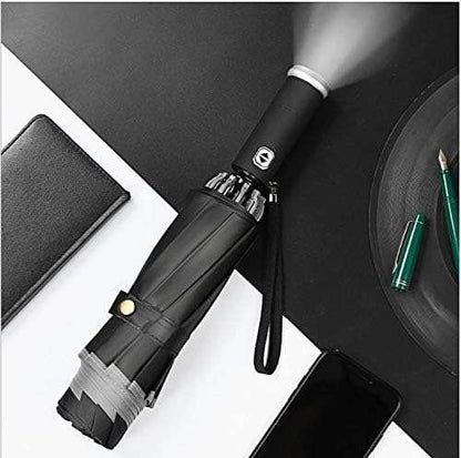 Automatic Compact Umbrella With Led Light Flashlight - khan American Tools