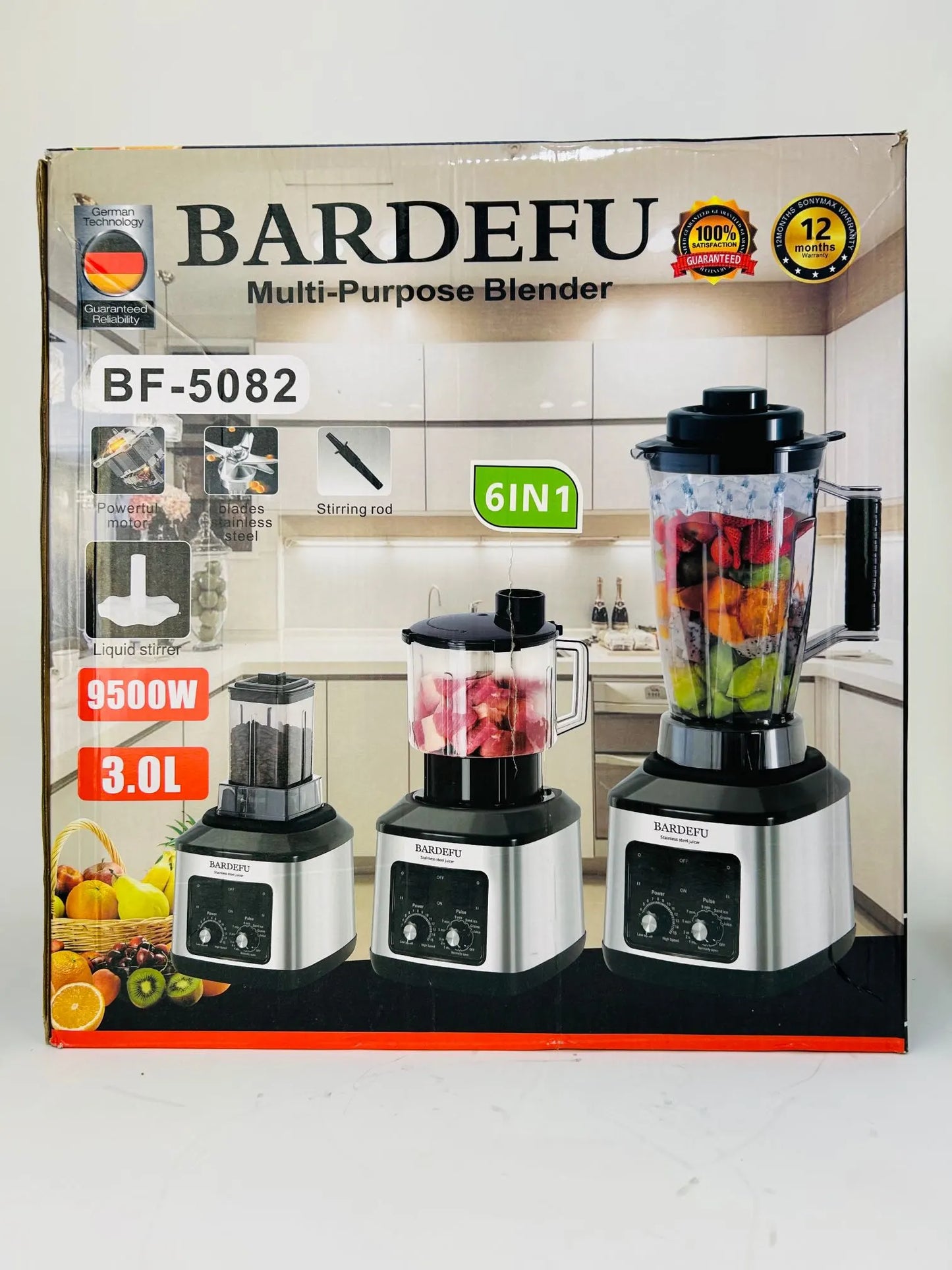 Bardefu BF-5082 Juicer Blender | 6 in 1 multipurpose Blender With 9500W Power