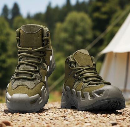 Men’s MId-Top All Season Boots Lace-Up Breathable Hiking and Outdoor Sports Shoes British Retro Motorcycle Style Durable Non-Slip Comfortable Casual Footwear