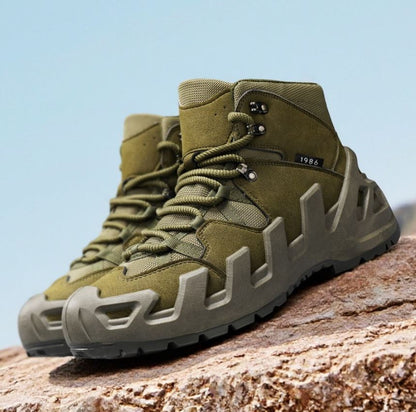 Men’s MId-Top All Season Boots Lace-Up Breathable Hiking and Outdoor Sports Shoes British Retro Motorcycle Style Durable Non-Slip Comfortable Casual Footwear