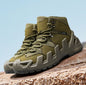 Men’s MId-Top All Season Boots Lace-Up Breathable Hiking and Outdoor Sports Shoes British Retro Motorcycle Style Durable Non-Slip Comfortable Casual Footwear