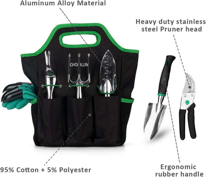 GIGALUMI Garden Tools Set -11 Piece Heavy Duty Gardening Tools - khan American Tools