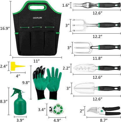 GIGALUMI Garden Tools Set -11 Piece Heavy Duty Gardening Tools - khan American Tools